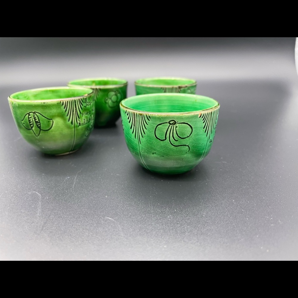 Green small tea cups